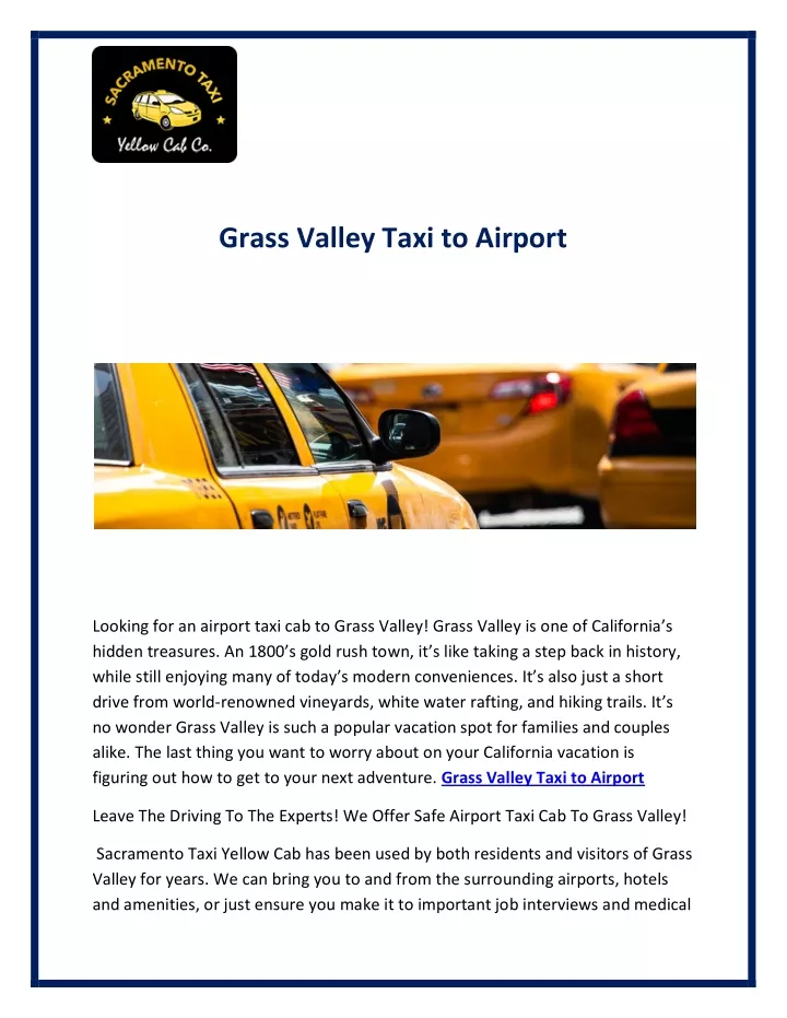 grass valley taxi to airport