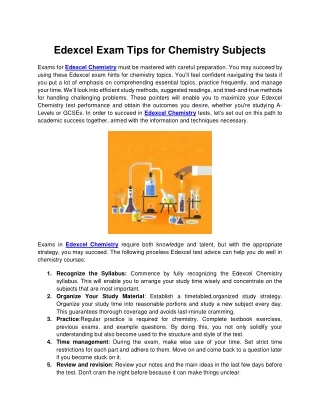 Edexcel Exam Tips for Chemistry Subjects