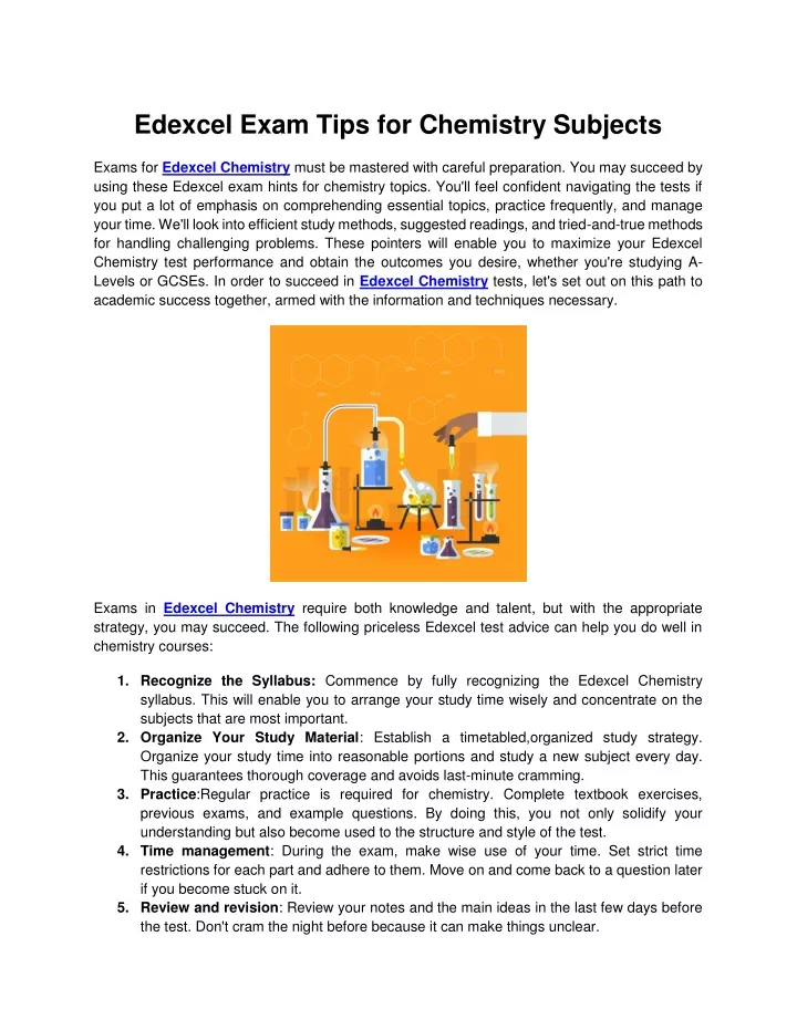 edexcel exam tips for chemistry subjects