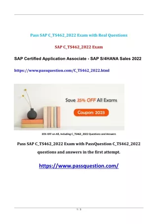 C_TS462_2022 SAP S4HANA Sales 2022 Real Questions