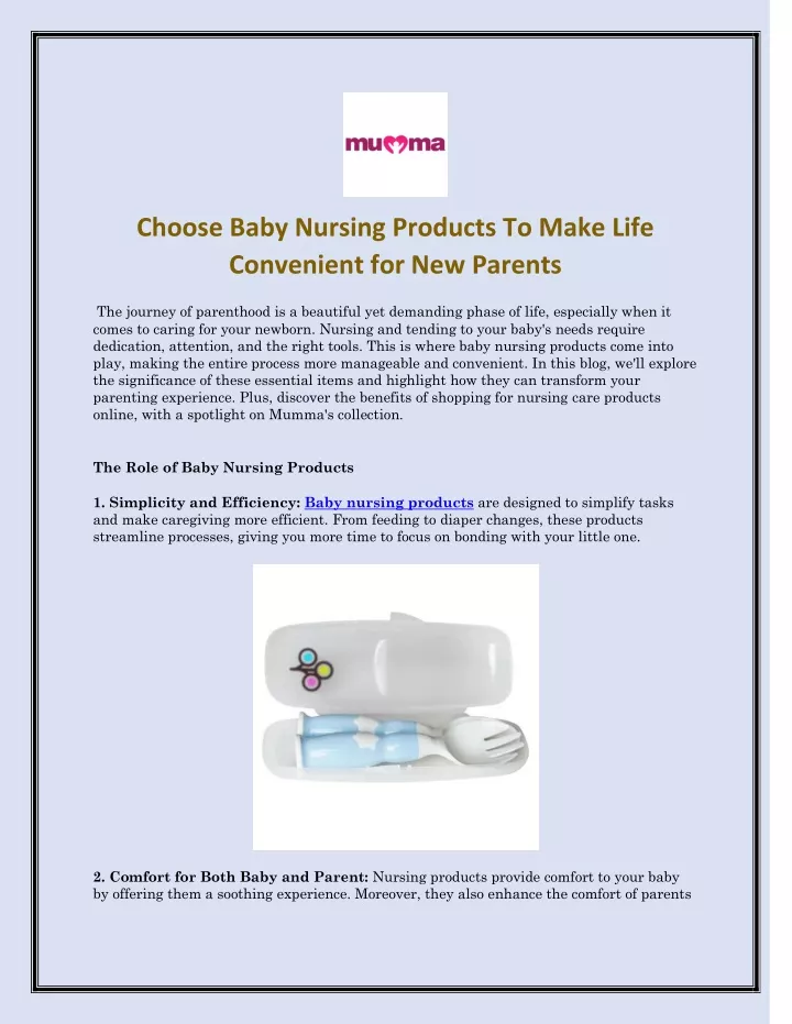 choose baby nursing products to make life