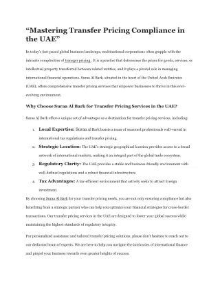 Suraa Al Bark transfer pricing