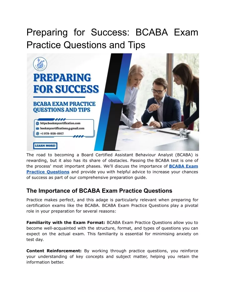 preparing for success bcaba exam practice