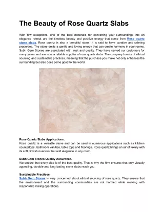 The Beauty of Rose Quartz Slabs
