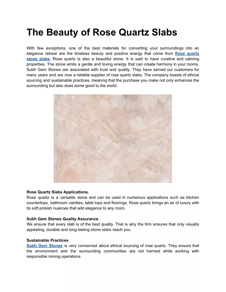 the beauty of rose quartz slabs