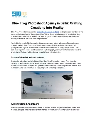 Photo Agency in Delhi - Blue Frog Production