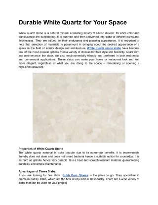 Durable White Quartz for Your Space