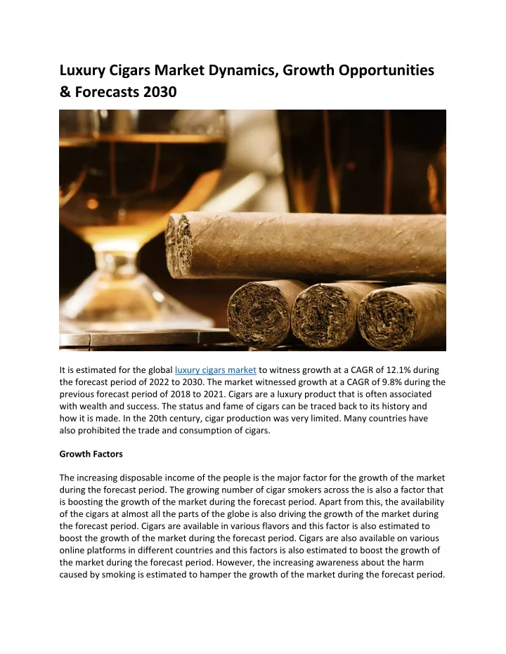 luxury cigars market dynamics growth