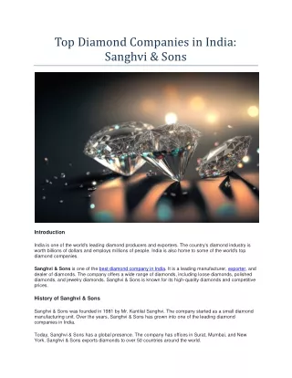 Top Diamond Companies in India Sanghvi & Sons