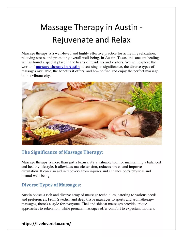 massage therapy in austin rejuvenate and relax