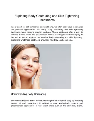 Exploring Body Contouring and Skin Tightening Treatments