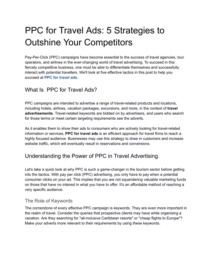 ppc for travel ads 5 strategies to outshine your