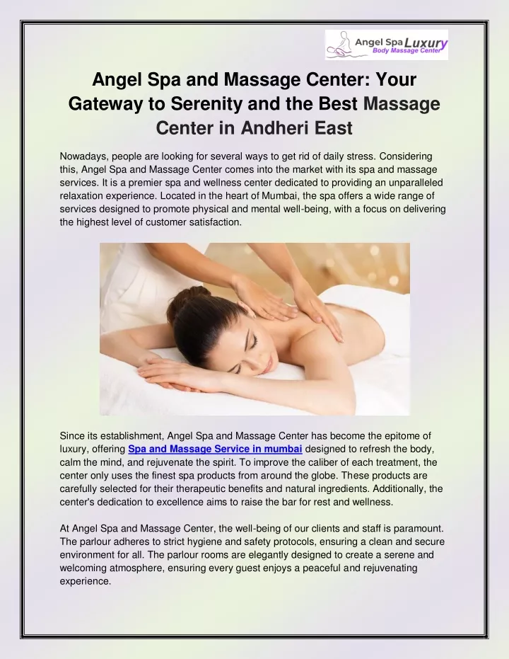 angel spa and massage center your gateway