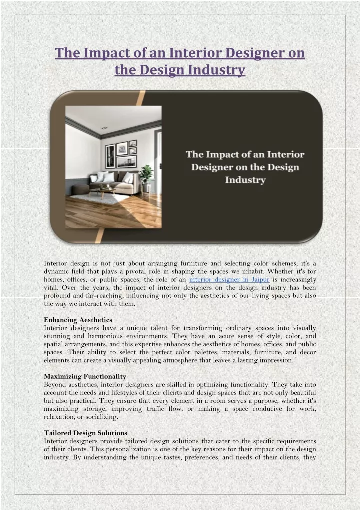 the impact of an interior designer on the design