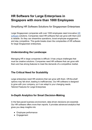 HR Software for Large Enterprises in Singapore with more than 1000 Employees