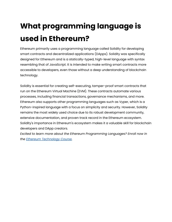 what programming language is used in ethereum