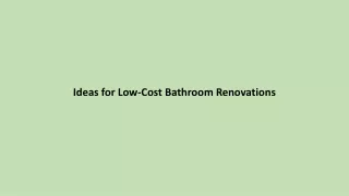 Ideas for Low Cost Bathroom Renovations