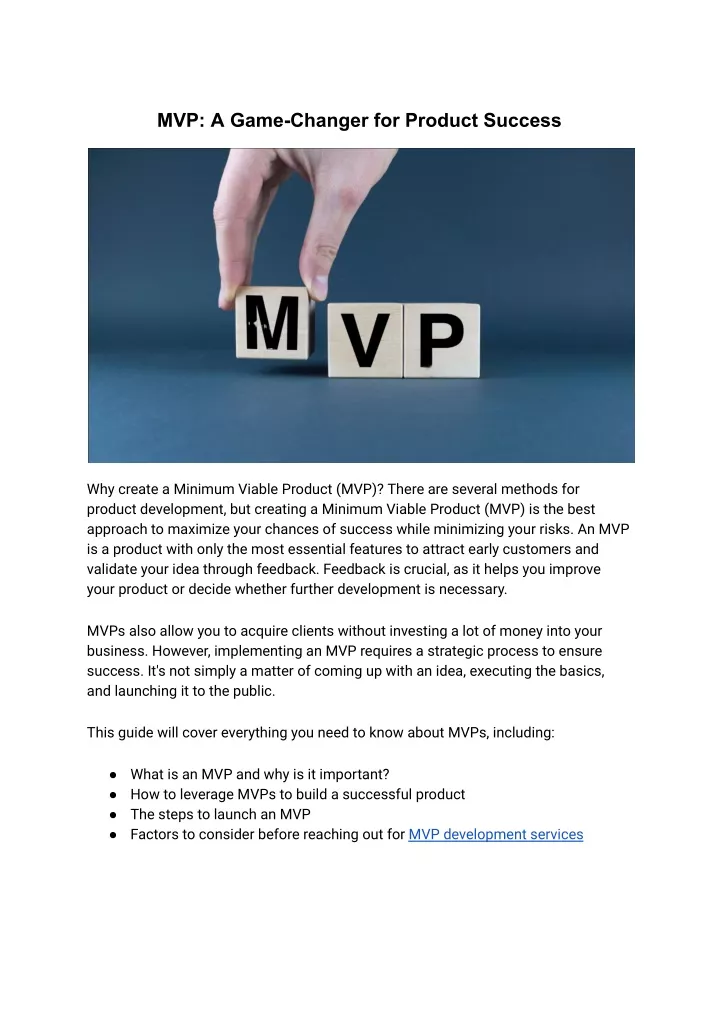 mvp a game changer for product success