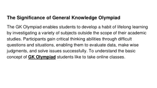 The Significance of General Knowledge Olympiad