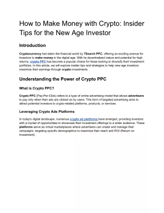 How to Make Money with Crypto_ Insider Tips for the New Age Investor