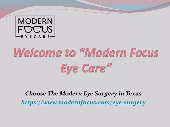 welcome to modern focus eye care