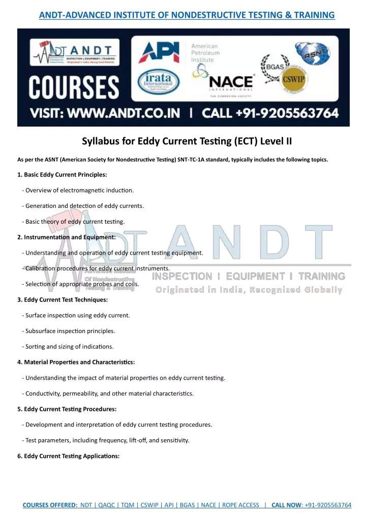 andt advanced institute of nondestructive testing