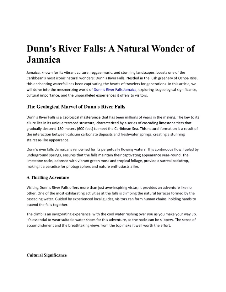 dunn s river falls a natural wonder of jamaica