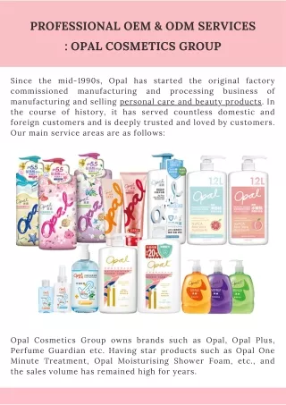 Professional OEM & ODM Services  Opal Cosmetics Group