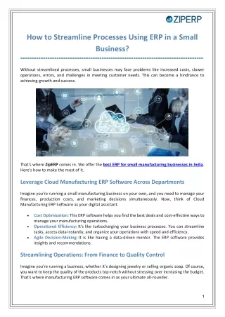 How to Streamline Processes Using ERP in a Small Business