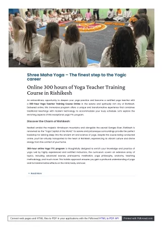The Best 300-Hour Yoga TTC Course Online Program