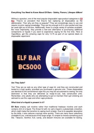 Everything You Need to Know About Elf Bars - Safety, Flavors, Lifespan & More (1)
