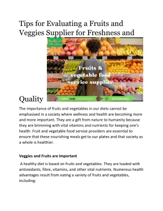 tips for evaluating a fruits and veggies supplier
