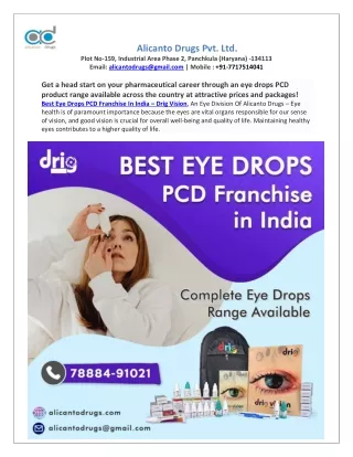 Best Eye Drops PCD Franchise In India