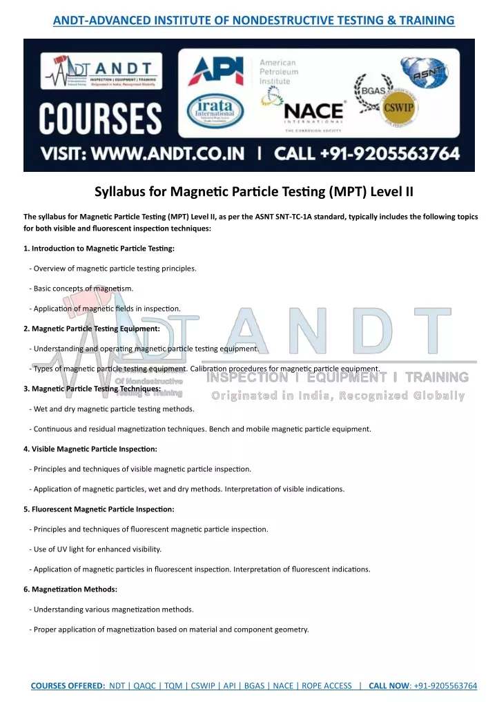 andt advanced institute of nondestructive testing