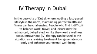 IV Therapy in Dubai