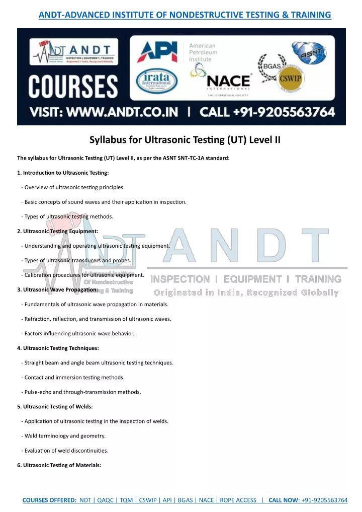 andt advanced institute of nondestructive testing