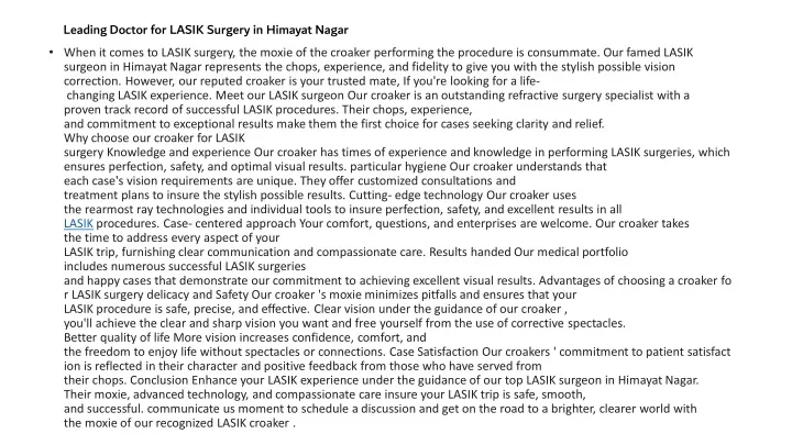 leading doctor for lasik surgery in himayat nagar