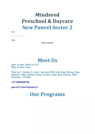 Preschool in New Panvel Sector 2