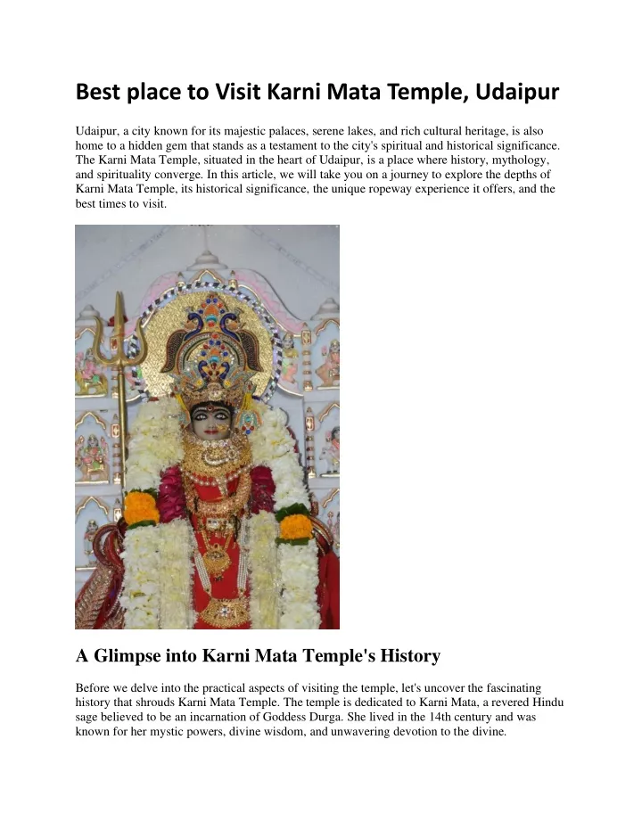 best place to visit karni mata temple udaipur