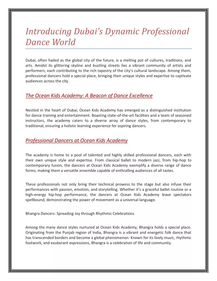 introducing dubai s dynamic professional dance
