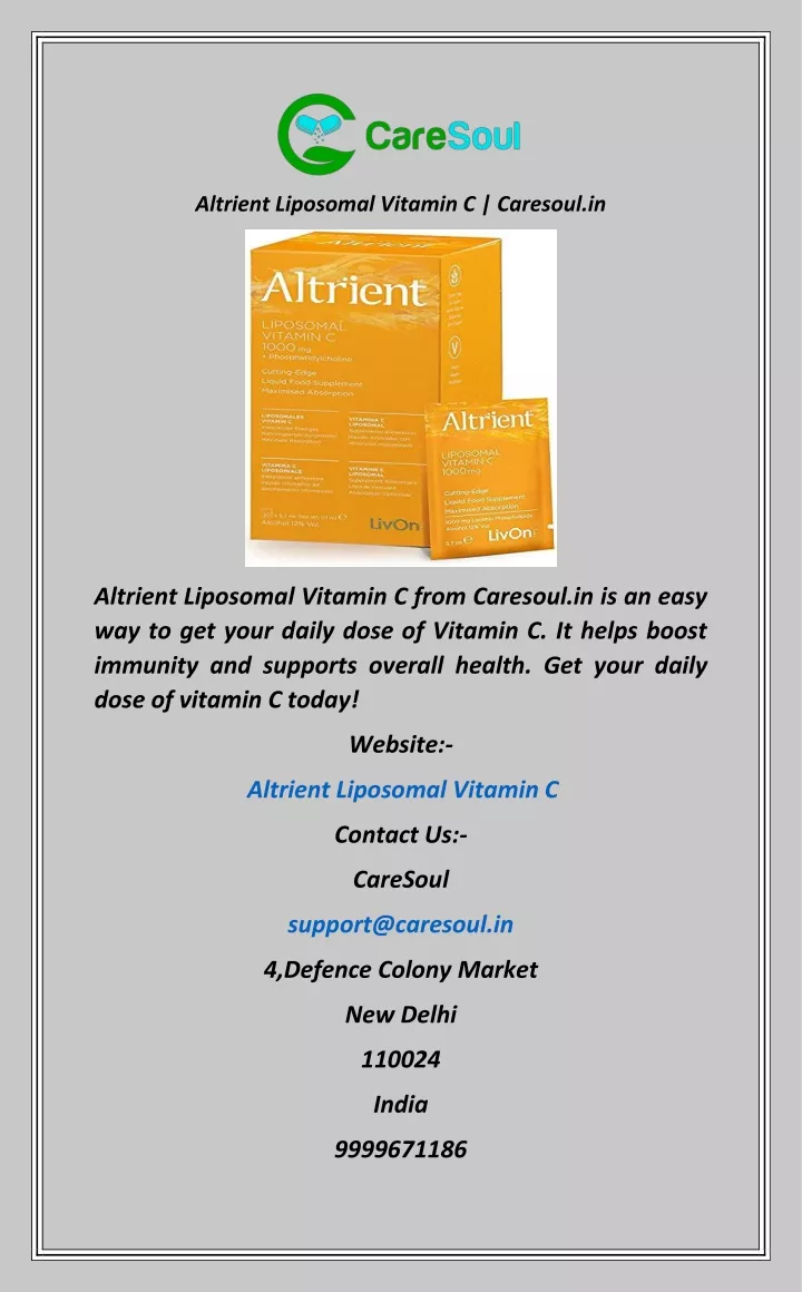 altrient liposomal vitamin c caresoul in