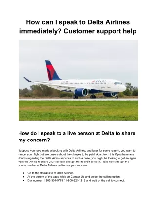 How can I speak to Delta Airlines immediately?