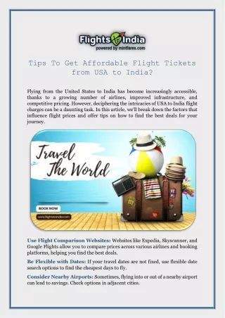 Tips To Get Affordable Flight Tickets from USA to India