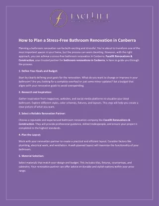 How to Plan a Stress-Free Bathroom Renovation in Canberra