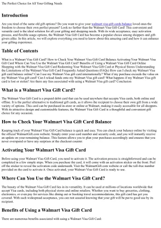 Walmart Visa Reward Card: The perfect Remedy for Gifting and Purchasing