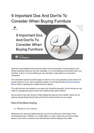 9 Important Dos And Don'ts To Consider When Buying Furniture