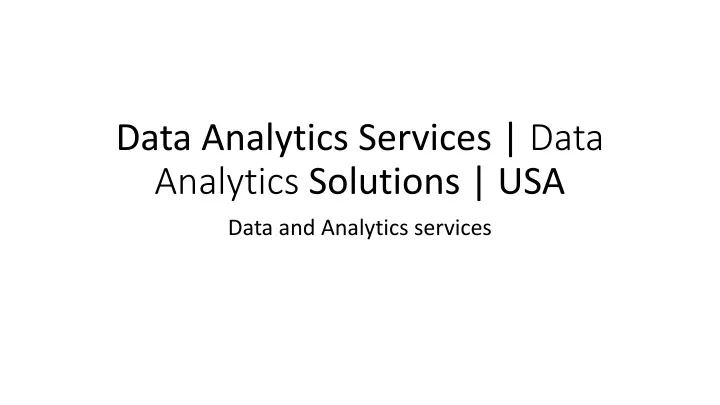 data analytics services data analytics solutions usa