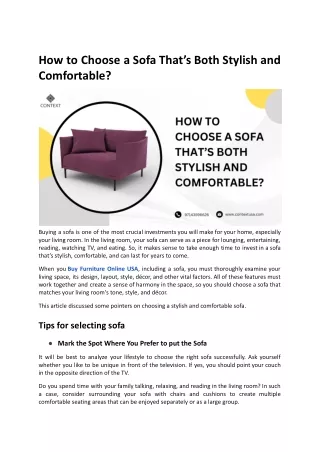 How to Choose a Sofa That’s Both Stylish and Comfortable?