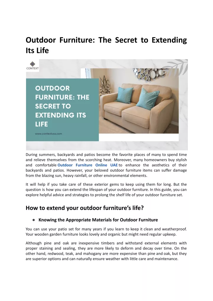 outdoor furniture the secret to extending its life