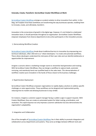 innovate create transform servicenow creator